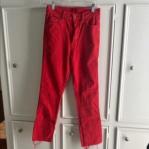 MOTHER Red high waisted rascal Jeans